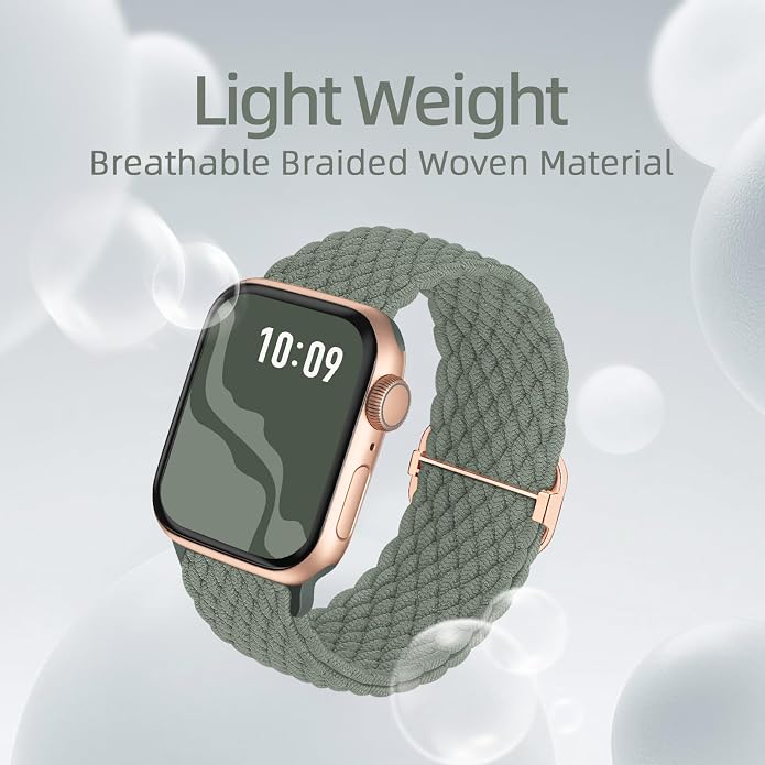 4 Pack Braided Stretchy Bands Compatible with Apple Watch 40mm 41mm 38mm 42mm 44mm 45mm 46mm 49mm Women Men, Breathable Nylon Elastic Daily Use Straps for iWatch Series 11/10 9 8 7 6 5 4 3 SE/Ultra 2