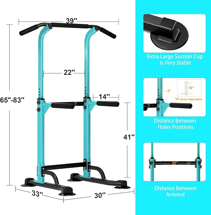 DlandHome Power Tower Pull Up Bar Dip Station,Adjustable Height Dip Stand | Multi-Function Fitness Equipment for Strength Training Home Gym,Stable Steel Frame for Pull Ups Dips Push Ups,Supports 330LBS