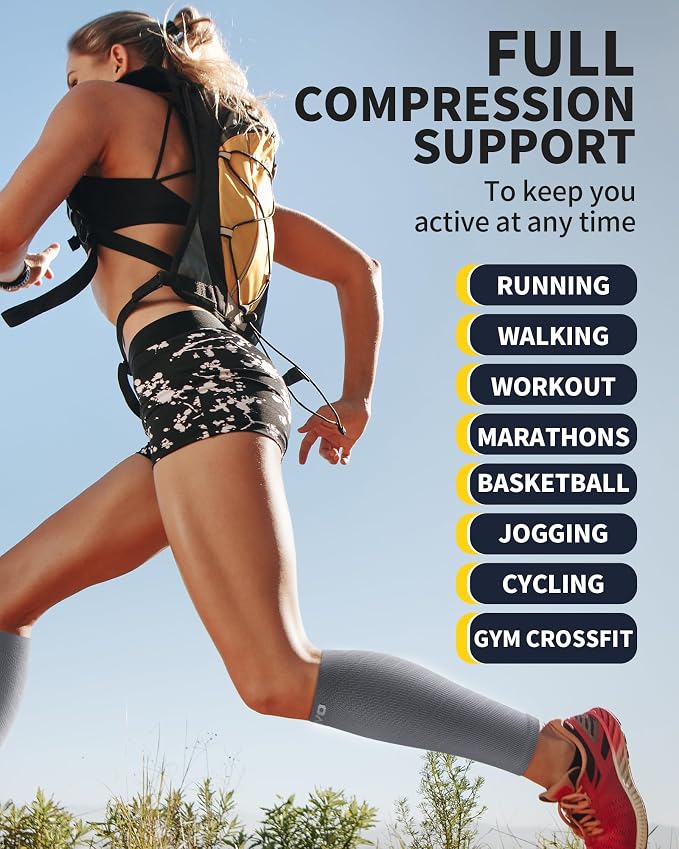 CAMBIVO Calf Compression Sleeve for Shin Splints & Running Support-3 Pairs | Leg sleeves for men & women, 15-20mmHg footless compression socks for gym & recovery, varicose veins