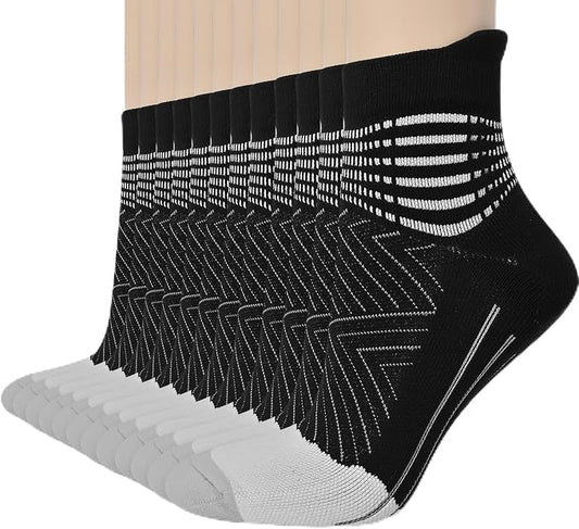 IRAMY Compression Ankle Support Socks Women - Wicking, Cushioned Athletic, Plantar Fasciitis Relief 2/3/6 Pairs