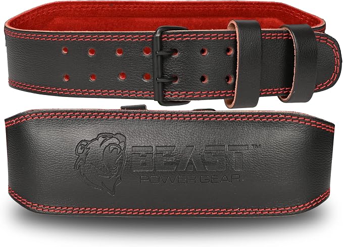 Weight Lifting Belt - 4” Genuine Leather Belts Padded Lower Back Support for Gym Bodybuilding Squat Deadlift Weightlifting Cross Strength Training Men Women Free Wrist Wrap