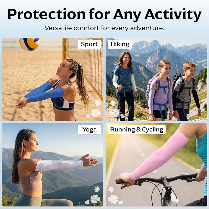 SportsTrail Cooling Arm Sleeves for Men & Women – Breathable, UV Sun Protection, Sports Arm Sleeves for Women, Men & Youth