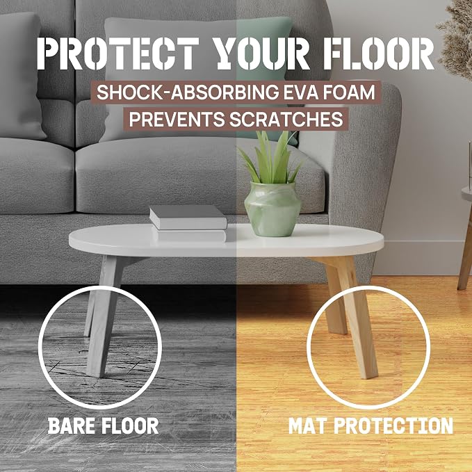 Yes4All EVA Interlocking Mats, Puzzle Floor Tiles, Foam Floor Padding with Border for Furniture, Home Space, Living Room, Garage 11,22,32 SQFT