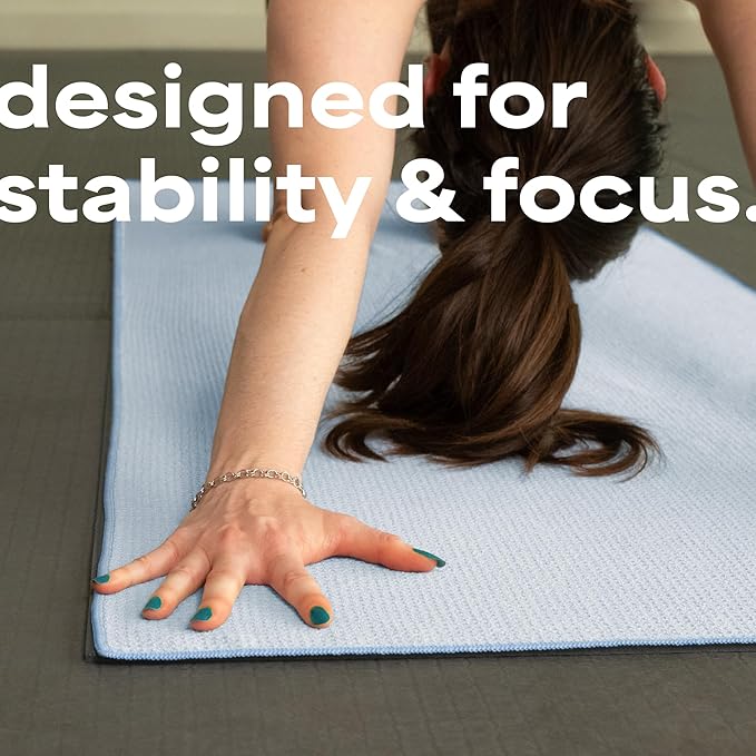 S&T INC. Aura Microfiber Yoga Mat Towel with Grip, 24" x 72", Blue | Silicone Grip Backing, Soft and Absorbent, Quick-Dry for Gym, Pilates, and Hot Yoga, Compact for Gym Bag, Machine Washable