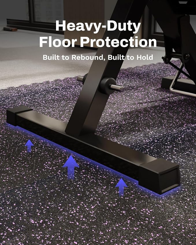 AIRHOP 0.79'' Extra-Thick 24 Sq Ft Rubber Top Gym Flooring for Home Gym | 6 Tiles, High Density EVA Foam, Waterproof & Non-Slip Rubber, Interlocking Puzzle Mats, Heavy Duty Floor Protection, 24"x24"