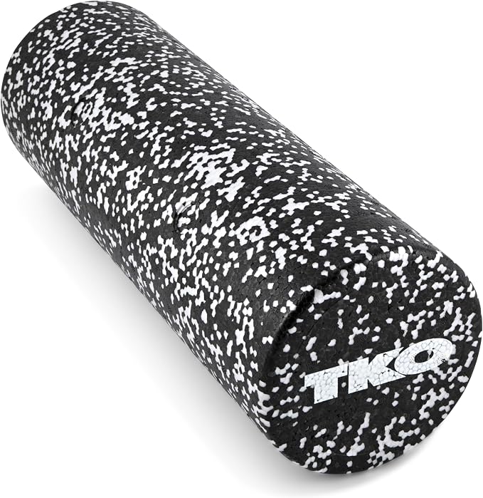 TKO 24 Inch High-Density Foam Roller | Deep Tissue Muscle Recovery & Exercise Tool | Durable Black Roller for Yoga, Pilates, Physical Therapy, and Relieving Muscle Soreness - White/Black | Recovery & Exercise Tool | Durable Black Roller for Yoga Pilate...
