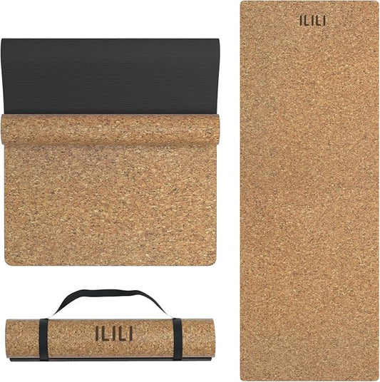 ILILI Eco-Friendly Cork Yoga Mat 1/4 inch Thick, 72''L*26''W, Non Slip Lightweight Cork and TPE Soft Exercise & Fitness Mat, Ideal for All Types of Yoga, Home, Gym & Studio Workouts
