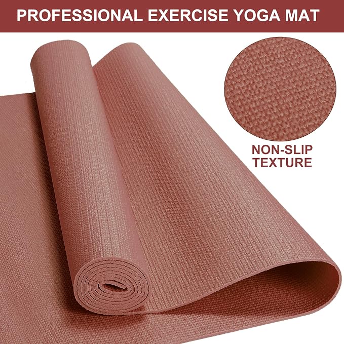 Funtery 3 mm Thin Yoga Mats Bulk, 68 x 24 Inches Lightweight PVC Exercise Mats Non Slip Workout Fitness Pads for Yoga Pilates Stretching Classes Gym Home Studio