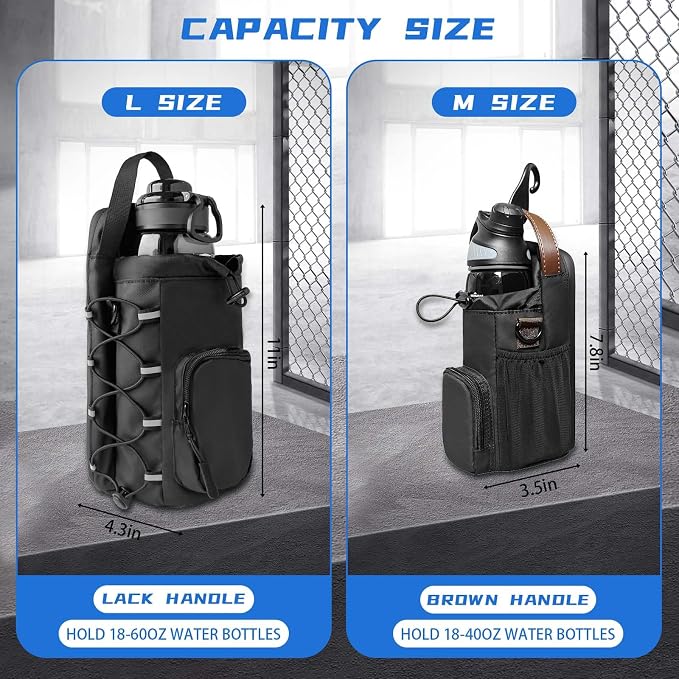Magnetic Gym Bag for Men and Women, 60 OZ Magnetic Water Bottle Holder for Gym, Small Gym Bag, Gym Gifts for Women and Men (Black)