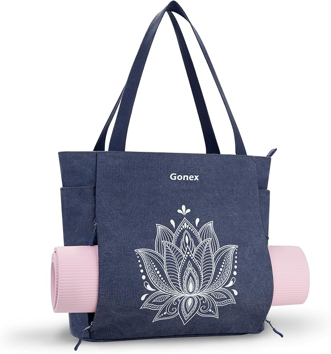 Gonex Yoga Mat Bag with Zipper Mat Carrier Canvas Gym Tote | Durable Canvas, Zipper Closures Prevent Slipping, Quick Access, Bottle Holder, Fits Yoga Blocks, Gym & Travel Use