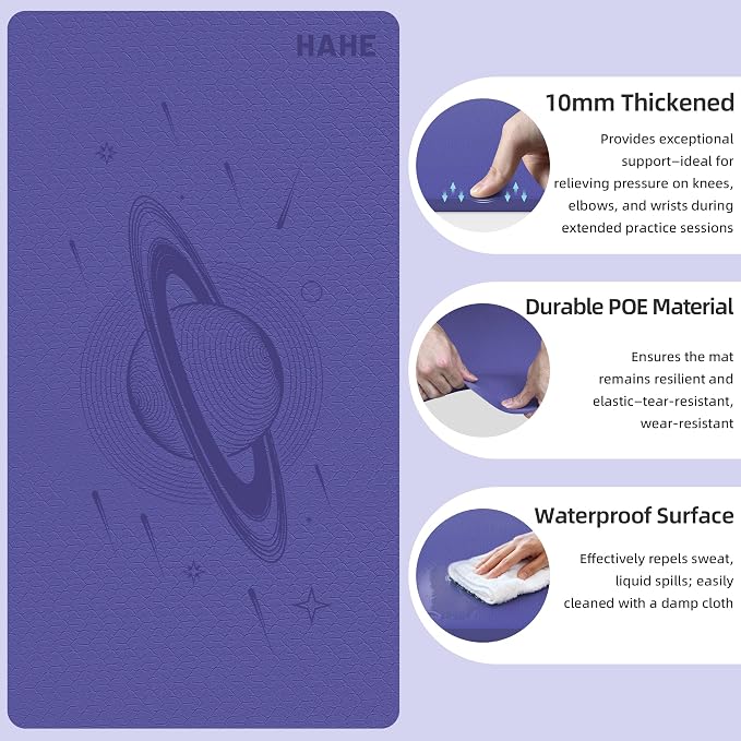 HAHE Extra Wide Yoga Mat, 72"x40"x0.4"Thick, Large Exercise Mats | Oversized Non Slip Workout Mat with Strap for Yoga, Pilates, Fitness, Home Gym Studio, Yoga Mats for Men & Women