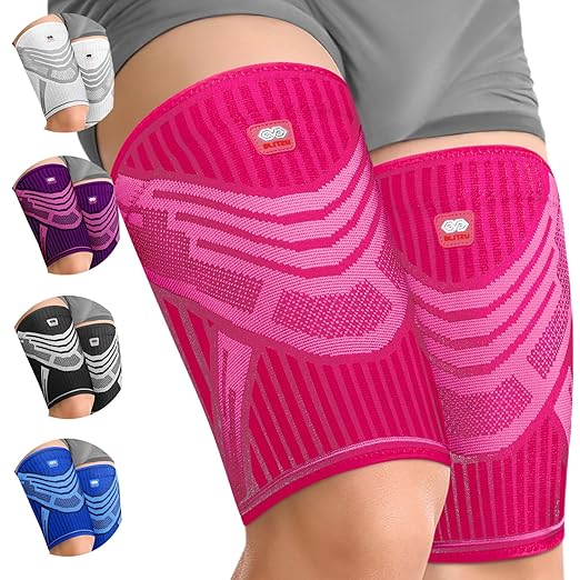 BLITZU Thigh Compression Sleeve, Hamstring Support Brace for Men Women S | Upper Leg Wrap for Running, Gym Workout, Muscle & Injury Recovery, Quad & Groin Comfort, Improved Circulation, Daily Wear