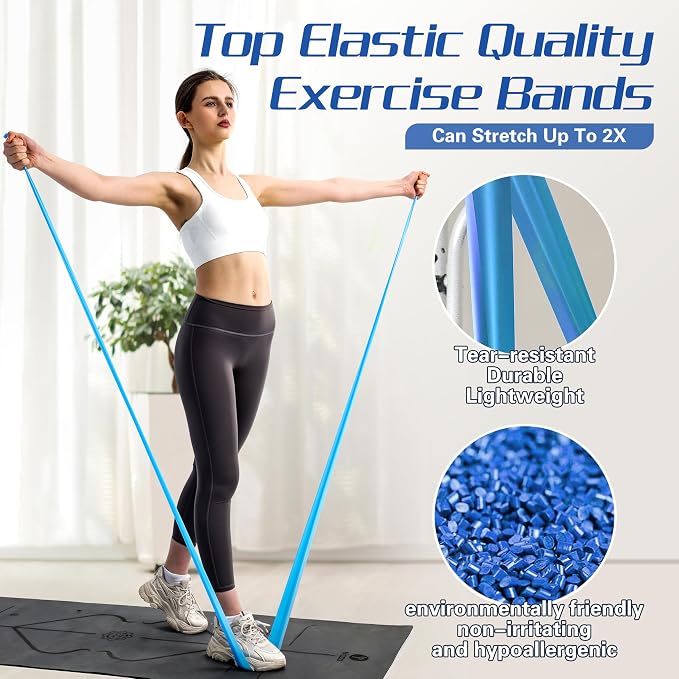 5 Pcs Resistance Bands for Working Out, Latex Free, Physical Therapy Bands, Exercise Bands Set for Stretching, Suitable for Rehab, Yoga,Pilates, Home Gym