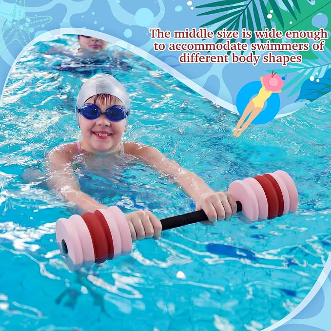 Soulchen Long Aquatic Exercise Dumbbells Pool Exercise Foam Water Weights Dumbbell Aquatic Pool Barbells with High Density EVA Foam for Swim Water Aerobics Workouts Loss