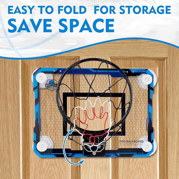 Indoor Mini Basketball Hoops with Powerful Suction Cups for Window and Wall | Wall Mounted Basketball Hoops, Basketball Backboard for Bedroom Office Dorm Room, Outdoor Toy Gifts for Kids and Adults