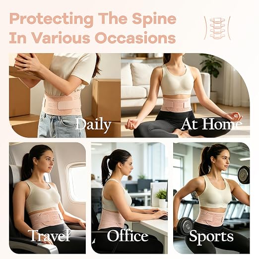 Invisible Back Support Brace,Pink, L(WAIST:31"-36")