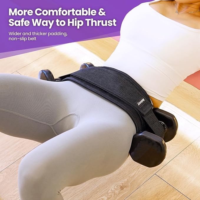 Hip Thrust Belt, Balency Hip Thrust Belt for Dumbbells Heavy, Booty Belt for Hip Thrust, Slip-Resistant Padding Hip Thrusts Belt for Gym or Home Workouts, Hip Thrust Band for Dumbbell Kettlebell Plate