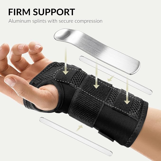 BraceUP Carpal Tunnel Wrist Brace - Metal Wrist Splint for Hand and Wrist Support, Tendonitis Arthritis Pain Relief