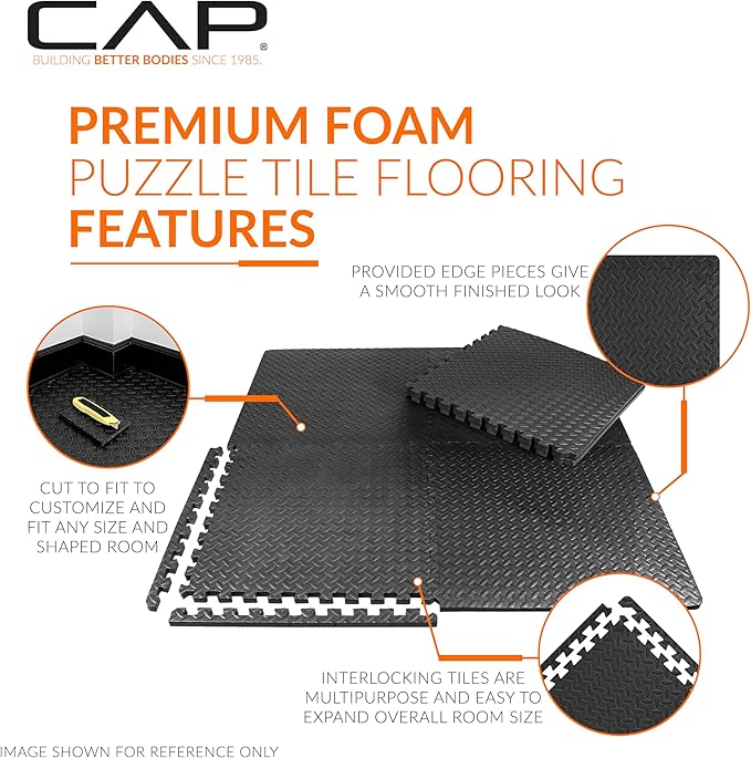 CAP Puzzle Exercise Mats | 1/2” Thick EVA Interlocking Foam Tiles for Home Gym Flooring | Multiple Options