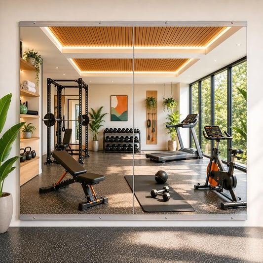 Antok Home Gym Mirror 49"x24" 2PCS, Large Full Length Wall Mounted Mirrors, Frameless Tempered Glass Full Body Mirror for Gym Yoga Dance Studio Garage Bedroom & Bathroom