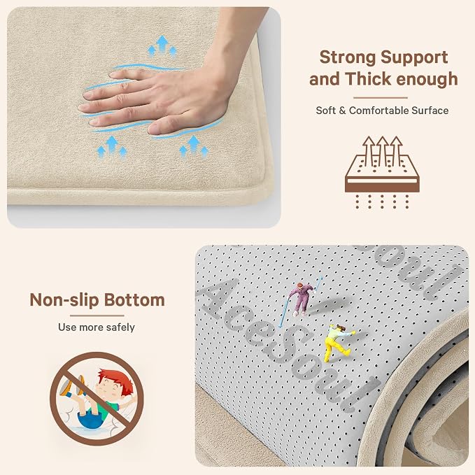 Baby Play Mat for Floor,Ultra Thick Elastic Foam 50"x50" Playmat Tummy Time Muscle Crawling Exercise Activity Cushion Gym Mat Nursery Playroom Area Kids Rug for Babies, Toddlers,Infants,Beige
