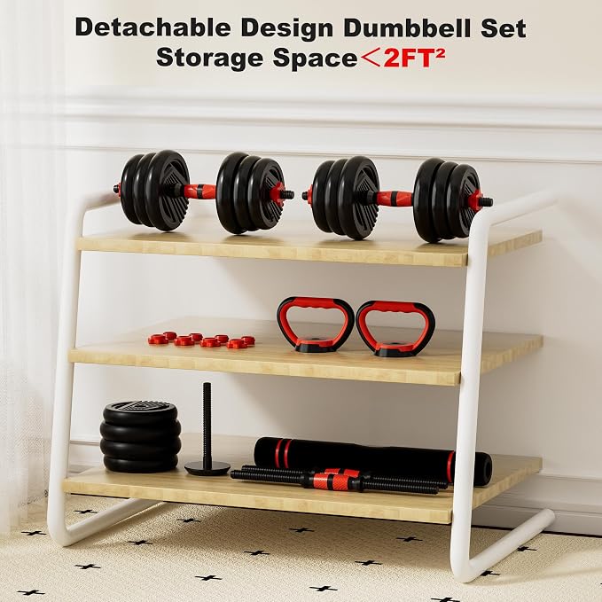 Adjustable Dumbbell Set,20/30/45/70/90lbs Free Weight with Connector | 5 in1 Dumbbells Set Used as Barbell, Kettlebells, Push up Stand,Weight Plate, Fitness Exercises for Home Gym