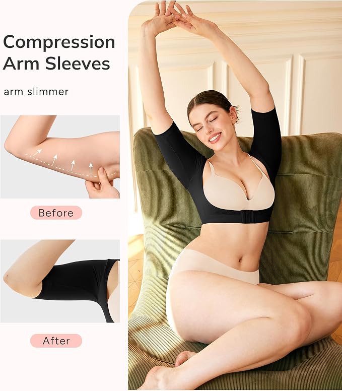 LODAY Arm Compression Sleeves for Women Lipo Upper Arm Shaper Post Surgery Slimming Arm Sleeve