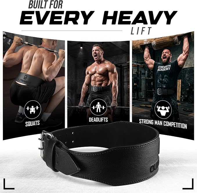 Real Leather Weight Lifting Belt - 7mm Gym Belt for Strength Training - Adjustable Buckle Weight Lifting Belts for Men & Women with Core Back Support