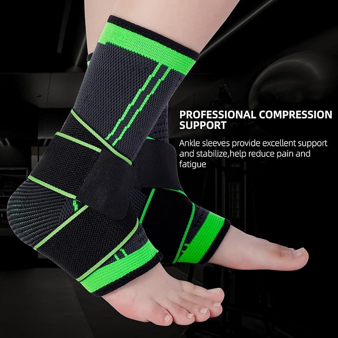 Ankle Support Brace, Breathable Ankle Compression Sleeve with Adjustable Wrap,Elastic Ankle Braces Stabilizer for Plantar Fasciitis,Achilles Tendonitis,Sprained Ankle Pain Swelling Relief (Single)