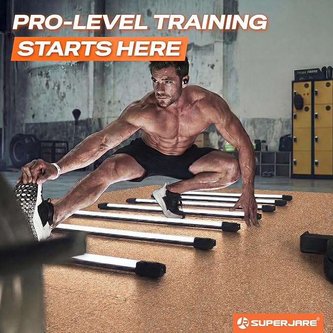 SUPERJARE 0.56'' Thick 36 Pcs 144 Sq Ft Rubber Top Exercise Equipment Mats, High Density EVA Foam Mats with Rubber Top, Interlocking Gym Flooring for Home Gym, Protective Workout Mat, Wood