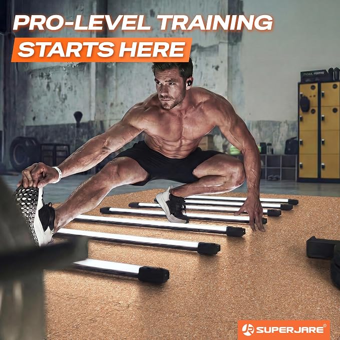 SUPERJARE 0.56'' Thick 6 Pcs 24 Sq Ft Rubber Top Exercise Equipment Mats, High Density EVA Foam Mats with Rubber Top, Interlocking Gym Flooring for Home Gym, Protective Workout Mat, Wood