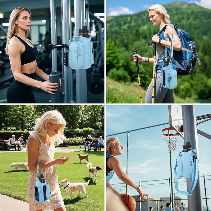 Magnetic Gym Bag Water Bottle Holder with Phone Pockets Shoulder Strap for Men Women