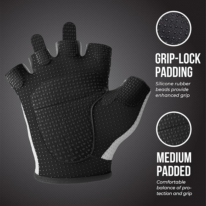 Contraband Pink Label 5307 Womens Designer Workout Gloves | Low Sweat Diamond Mesh Fabric w/Grip-Lock™ Silicone Palm
