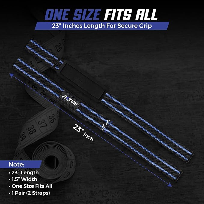AKTV8 Lifting Straps for Deadlifts, 23 inch 4mm Padded Wrist Straps for Gym | Stronger Grip During Weight Lifting & Powerlifting, Heavy Duty Polyester-Cotton Gym Straps for Pull Ups, Rows & Heavier Lifts