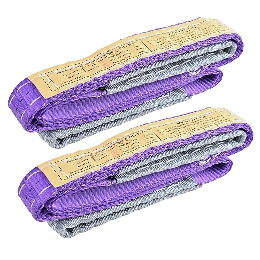 2-Pack 1Inches x 3.3Ft 2-Ply Twisted Eye & Eye Polyester Lifting Sling, Lifting Slings 2204lbs Webbing Sling, Heavy Duty Lift Sling Web for Industrial Shop Use, Hoist, Tree Stumps