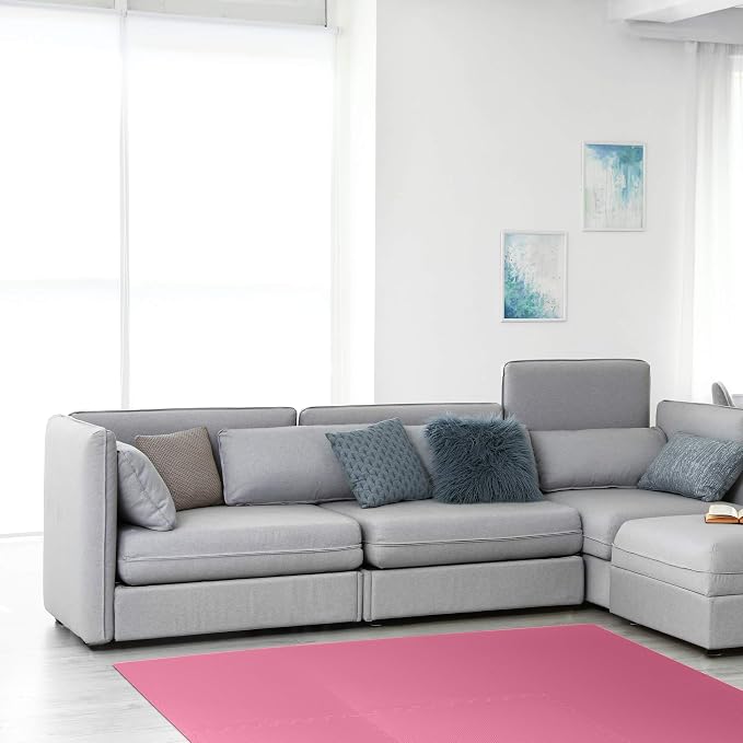 We Sell Mats 1/2 Inch Thickness Multipurpose EVA Foam Floor Tiles, Interlocking Floor Mat for Indoor Gym and Home Use, 24 in x 24 in, Pink, 48 Square Feet (12 Tiles)