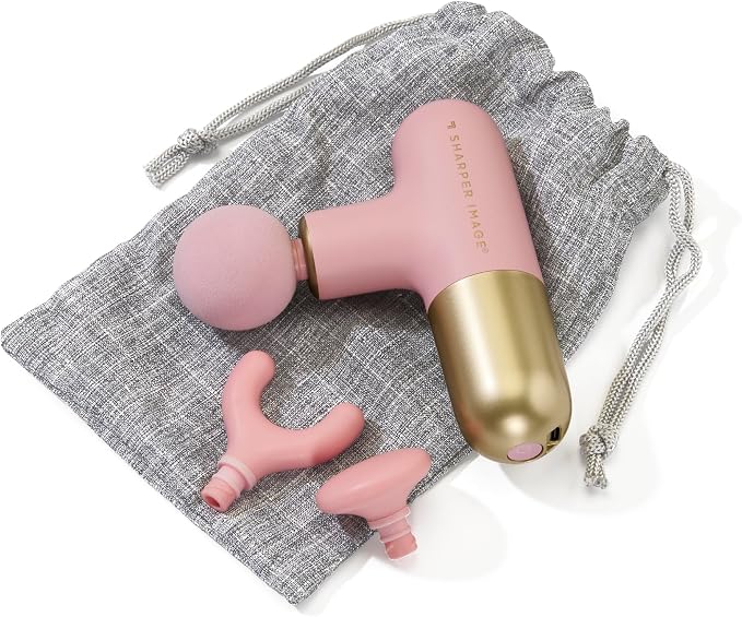 Sharper Image PowerBoost Mini Massage Gun [2026 Version] - Deep Tissue Percussion Massager| Muscle Recovery & Pain Relief| Quiet Handheld Massage Tool| Powerful & Compact| Travel Size | Gift for Women
