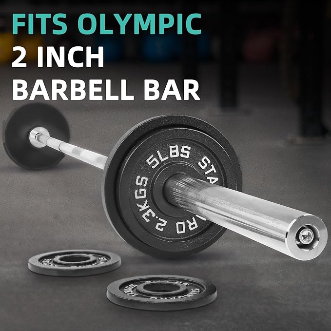 Fitvids 2 Inch Olympic Barbell Weight Plates and Bar Set, 5 FT Barbell Bar and 95 LB(2.5-25 LB) Barbell Weight Set for Home Gym Strength Training