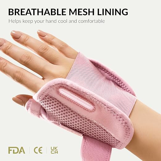 BraceUP Thumb Splint Brace Right Left Hand Women and Men, Spica Splint, CMC Thumb Brace with Thumb Support, for Arthritis, Tendonitis, Carpal Tunnel Pain Relief and Thumb Sprain (Pink)