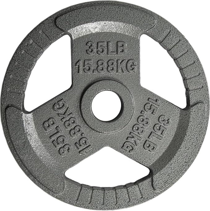 Yes4All Tri-Grip Handles Cast Iron Olympic Weight Plates, 2-Inch Weight Plates for Weight Lifting with Smooth and Durable Finish, Suitable for Strength Training Exercises (Single, Pair and Set)