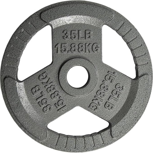 Yes4All Tri-Grip Handles Cast Iron Olympic Weight Plates, 2-Inch Weight Plates for Weight Lifting with Smooth and Durable Finish, Suitable for Strength Training Exercises (Single, Pair and Set)
