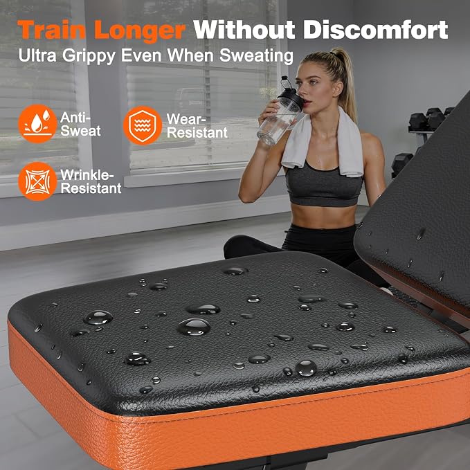Fostoy Adjustable Weight Bench with Squat Rack & Incline Design | 770LB Heavy Duty, Flat & Incline Positions, Removable Foot Catch, Olympic Bench Press Station, Home Gym Strength Training