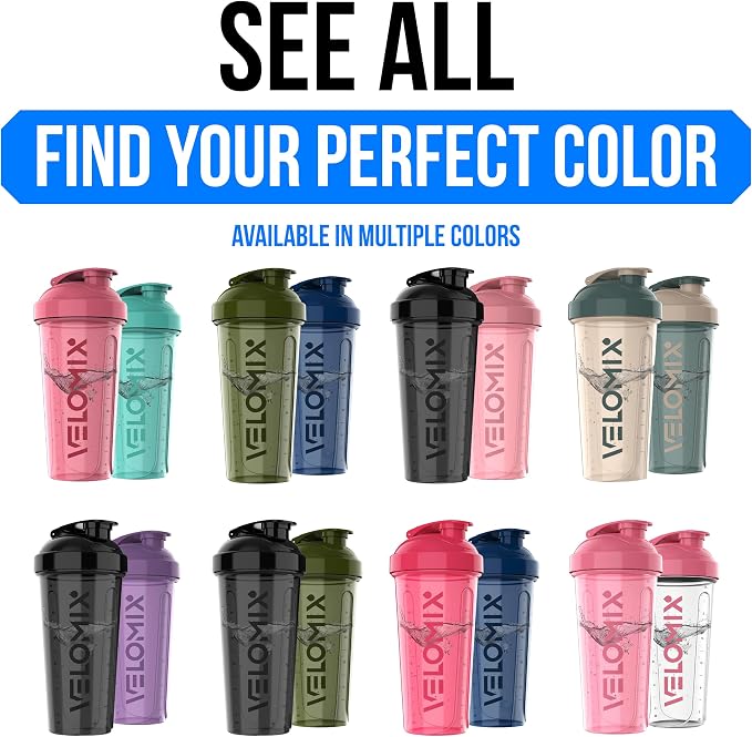 VELOMIX 2 Pack 28oz Protein Shaker Bottle for Protein Mixes, Purple Mix | 2x Wire Whisk, Leak Proof Shaker Cups for Protein Shakes, Stackable, Dishwasher safe, BPA free, Pre Workout and Fitness ready
