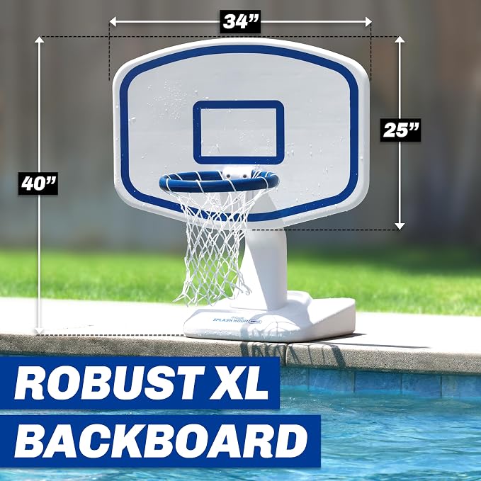 GoSports Splash Hoop PRO Pool Basketball Game – Modern Poolside Basketball Hoop with Backboard, Ball & Pump – Swimming Pool Basketball Hoop for Inground & Above Ground Pools