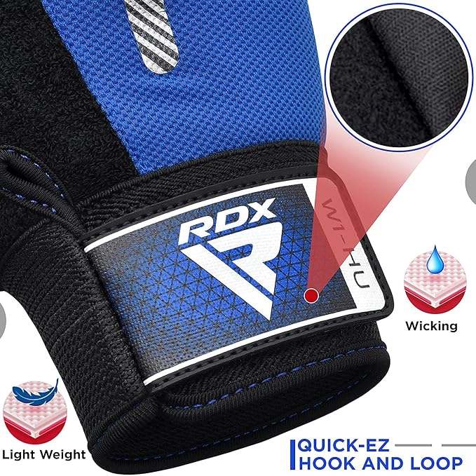 RDX Weight Lifting Gloves Gym Fitness Workout, Anti Slip Padded Full Palm Protection, Ultra Ventilated, Bodybuilding Strength Training HIIT WOD Exercise, Half Finger Men Women Cycling Rowing Climbing