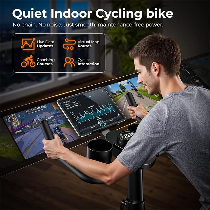 OWLSKY Exercise Bike with APP,Magnetic Resistance Bike, 300 lbs Capacity Quiet Stationary Bike for Home Gym, Cardio Bike Workout, Adjustable Seat & Tablet Holder