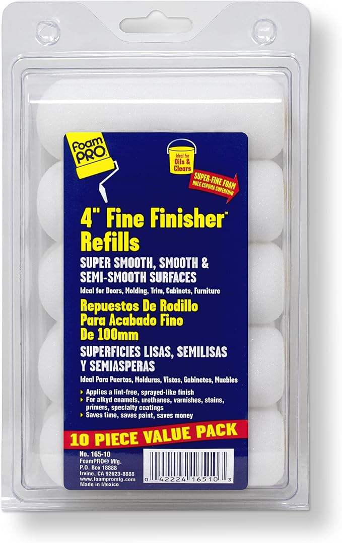 Foampro 165-10 "Fine Finisher" 4" Foam roller Refills Pk/10