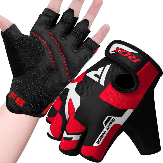 RDX Weight Lifting Gloves Gym Fitness Workout, Anti Slip Padded Palm Elasticated Strength Training Equipment Men Women Half Finger Exercise Bodybuilding Calisthenics Cycling Rowing Climbing