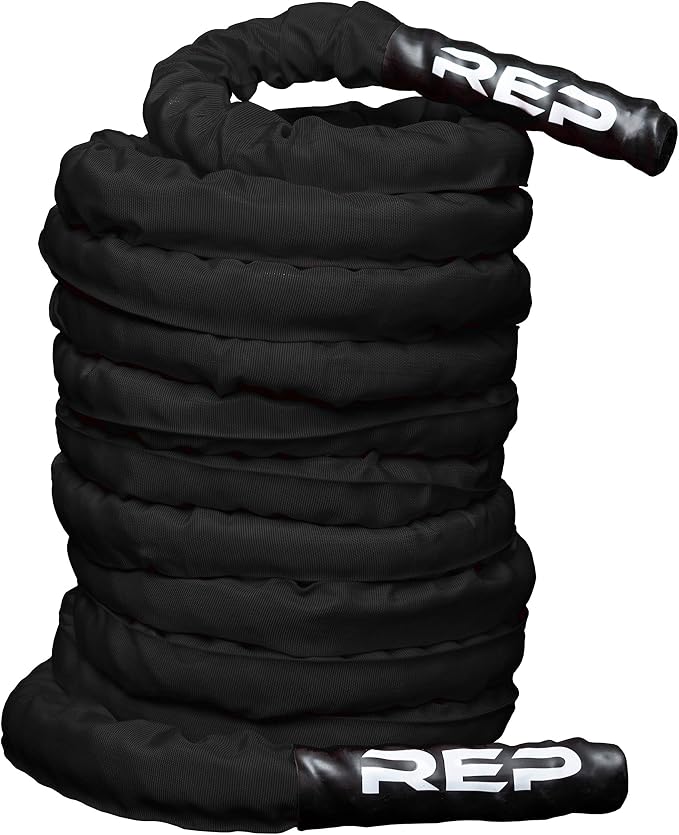 REP Fitness Battle Rope | 30/40/50 Ft Heavy Training Cord for Home Gym, Strength Workout, Cross Fit, Cardio Conditioning, Exercise Equipment with Protective Sleeve & Textured Grip Handles | 3 Colors