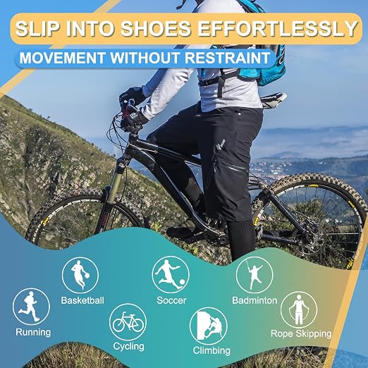 LISEPWU Copper Ankle Brace for Men & Women, Adjustable Compression Bandage | Ankle Compression Sleeve, for Foot Pain, Plantar Fasciitis, Sprained, Achilles Tendonitis, Sports Protection(Black L)